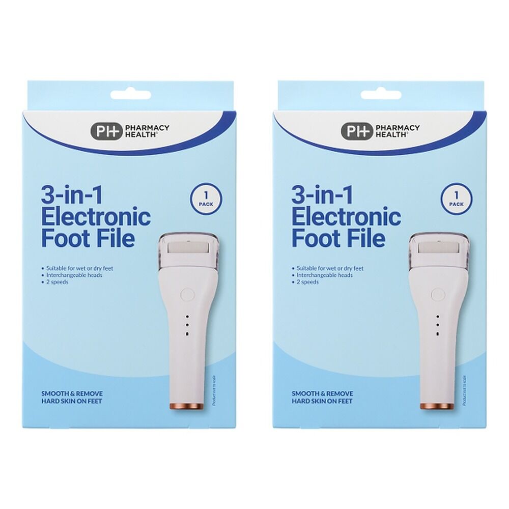 Pharmacy Health 3-in-1 Electronic Foot File Pack of 2