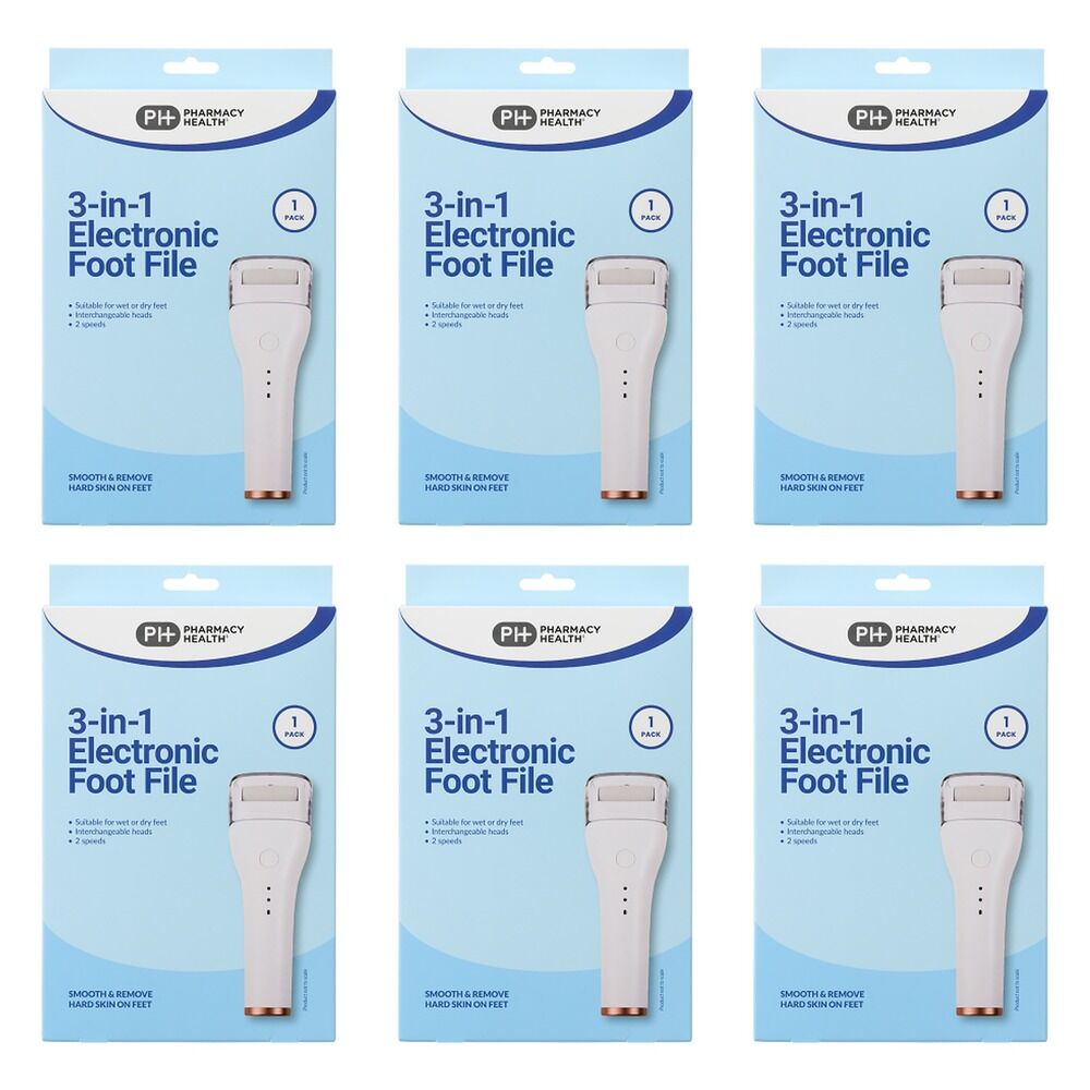 Pharmacy Health 3-in-1 Electronic Foot File Pack of 6