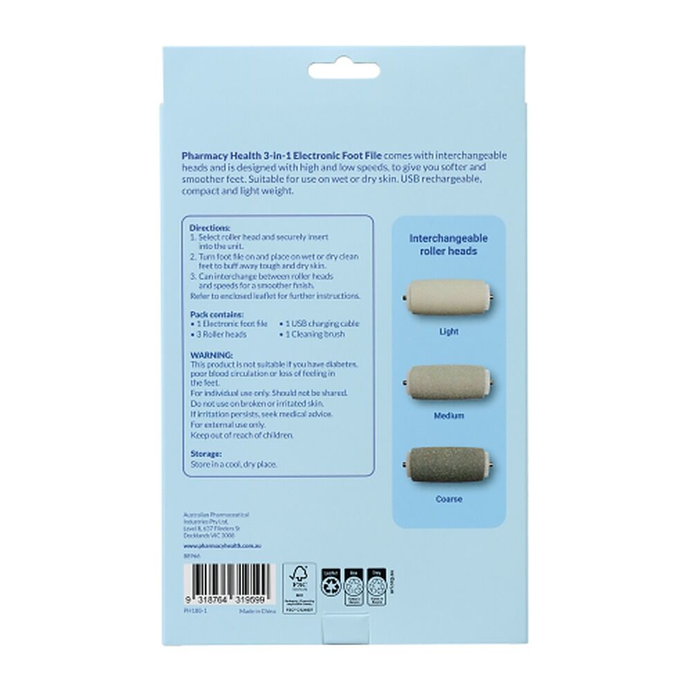 Pharmacy Health 3-in-1 Electronic Foot File