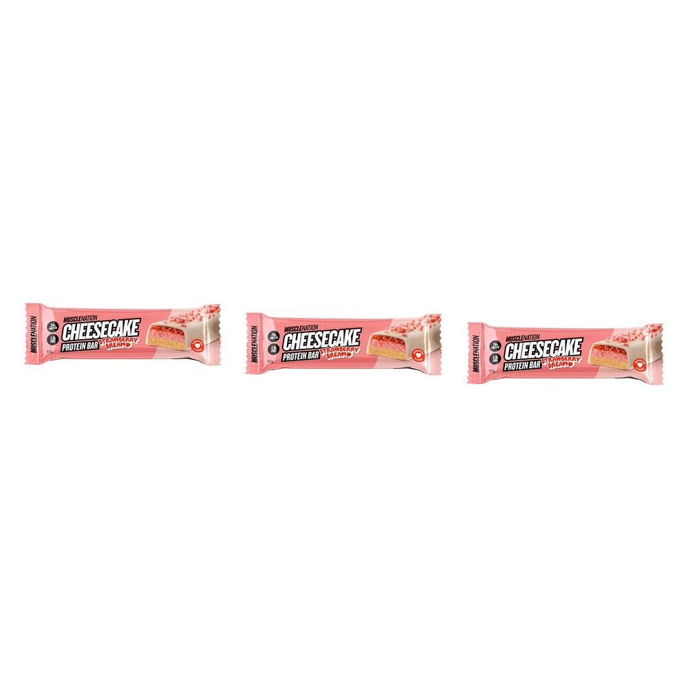 Muscle Nation Cheesecake Protein Bar Strawberry 50g x 12 Bundle of 3