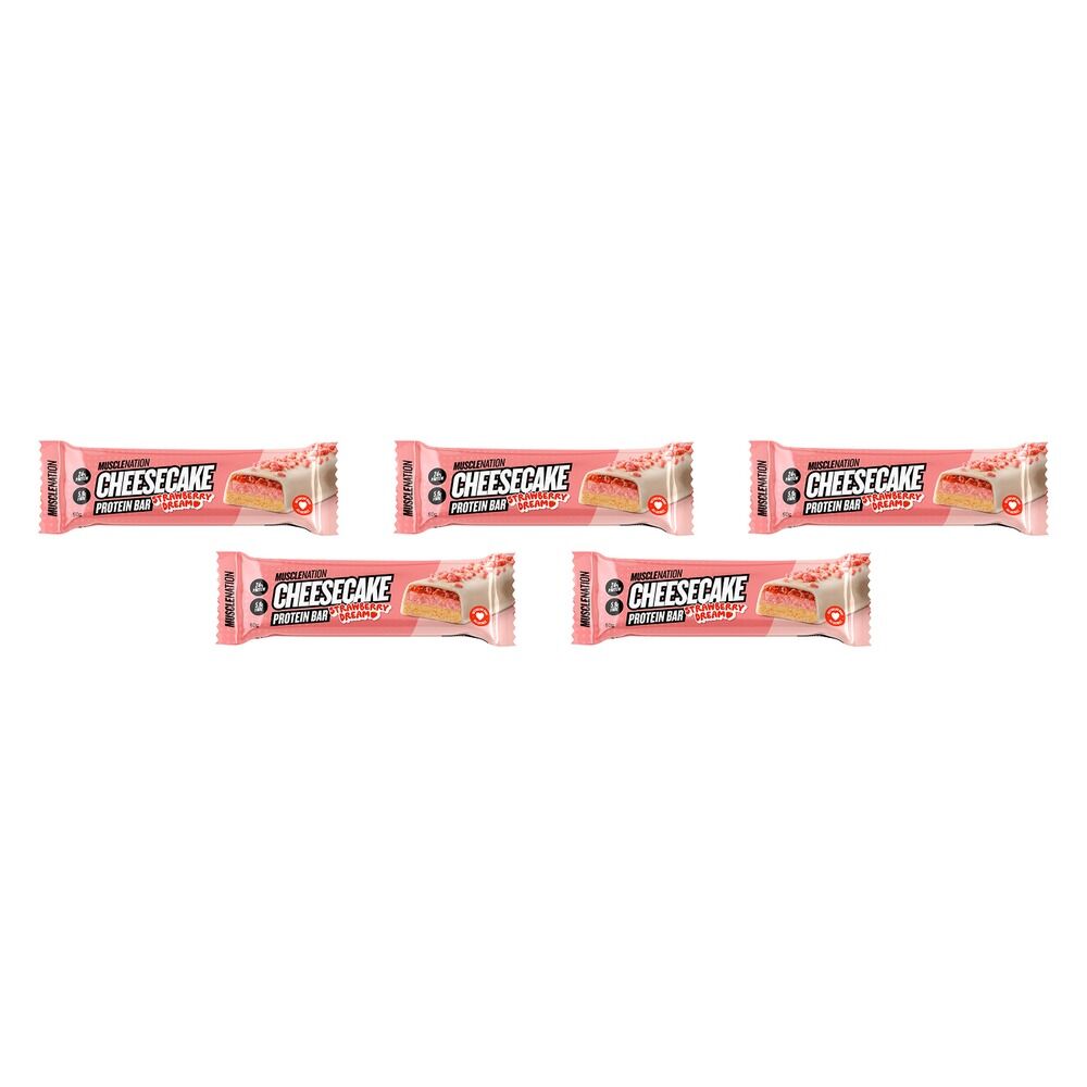 Muscle Nation Cheesecake Protein Bar Strawberry 50g x 12 Bundle of 5