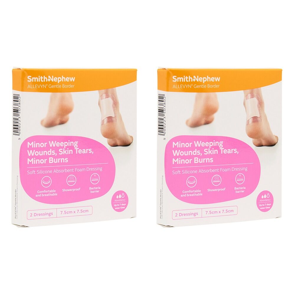 Allevyn Gentle Border Soft Silicone Absorbent Foam Dressing 7.5cm x Bundle of 2