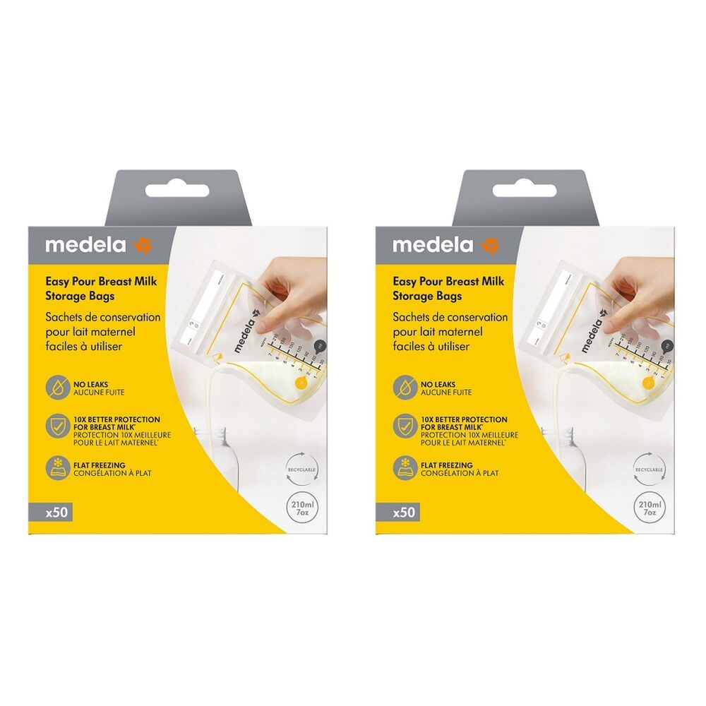 Medela Easy Pour Breast Milk Storage Bags 50 Pack Bundle of 2