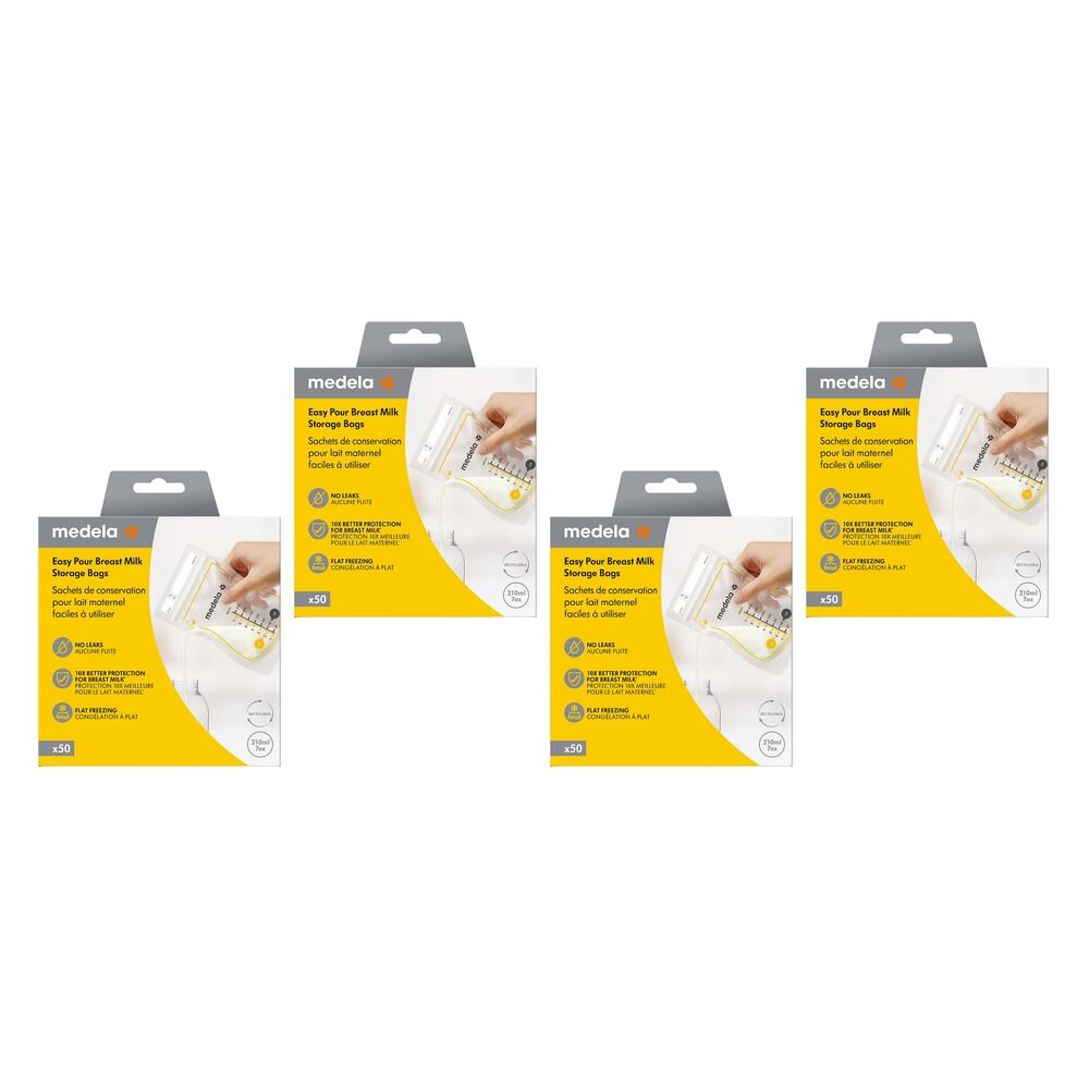 Medela Easy Pour Breast Milk Storage Bags 50 Pack Bundle of 4