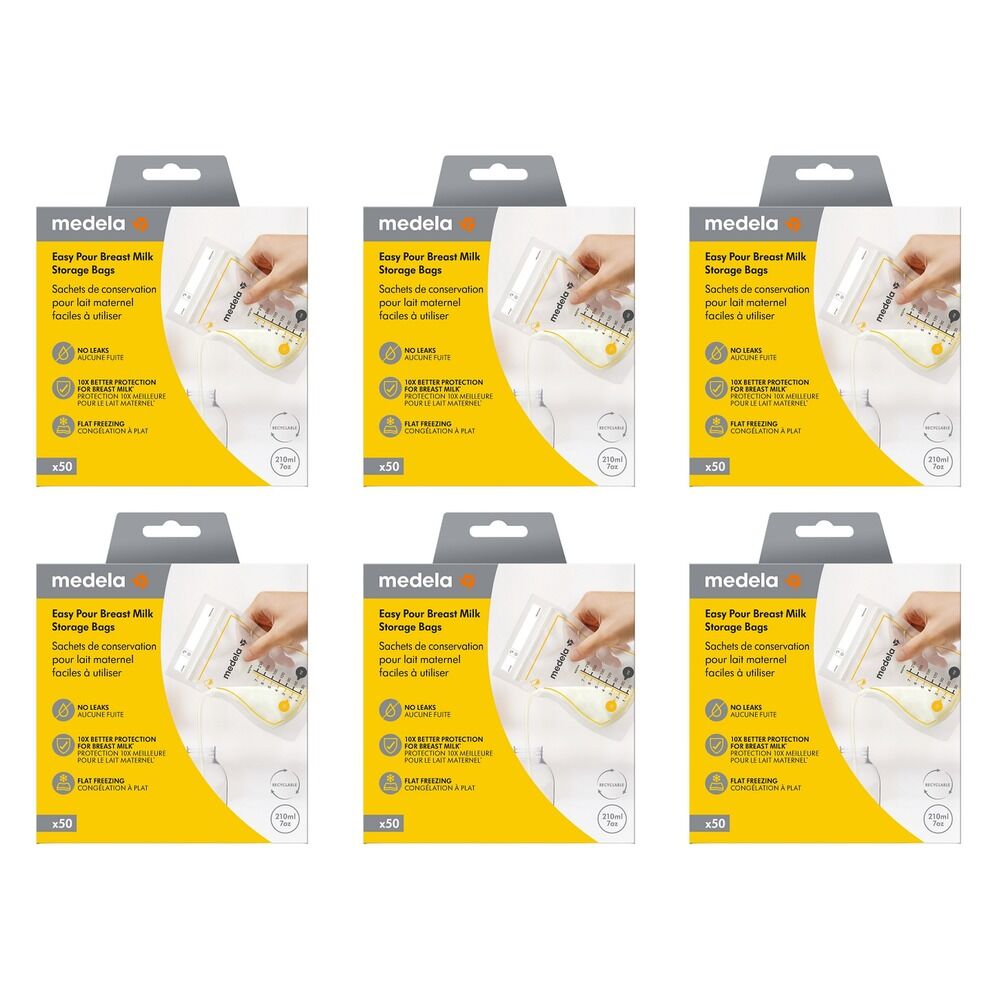 Medela Easy Pour Breast Milk Storage Bags 50 Pack Bundle of 6