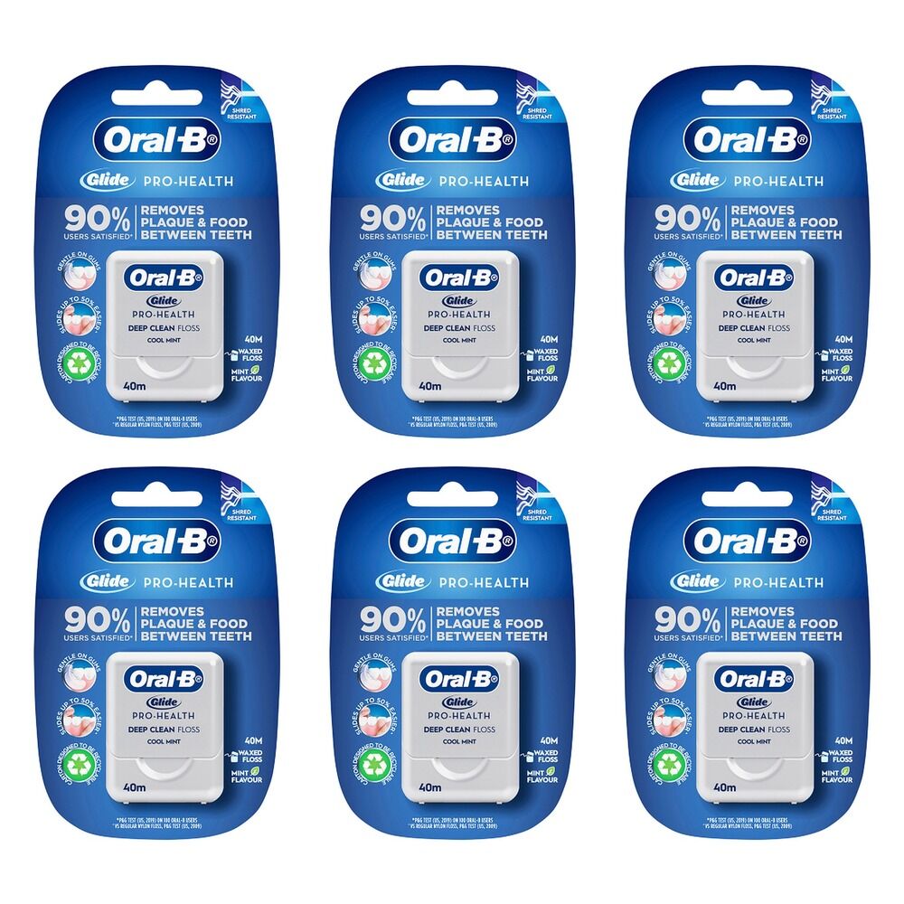 Oral-B Glide Pro-Health Deep Clean Floss Cool Mint 40m Pack of 6