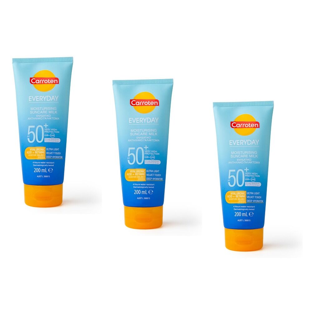 Carroten Everyday SPF50+ Moisturising Suncare Milk 200mL Pack of 3
