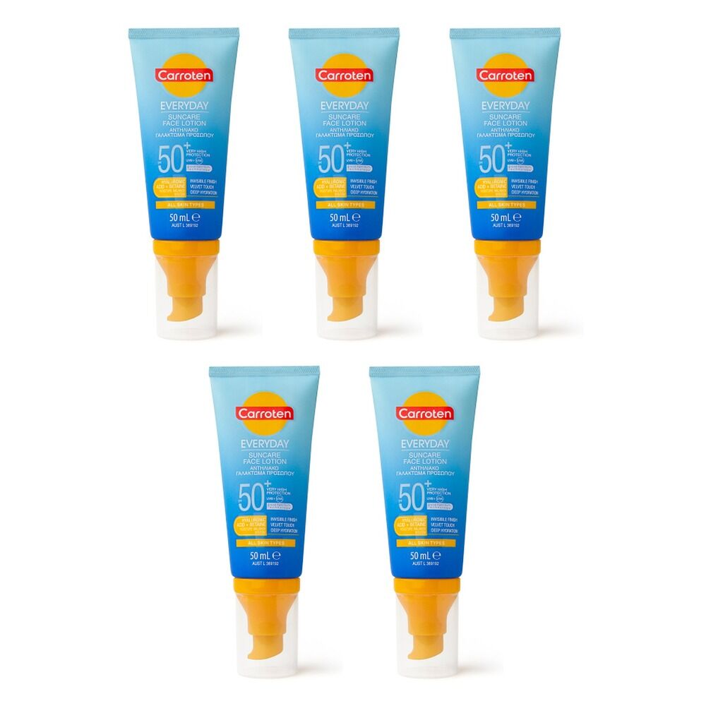 Carroten Everyday SPF50+ Suncare Face Lotion 50mL Pack of 5