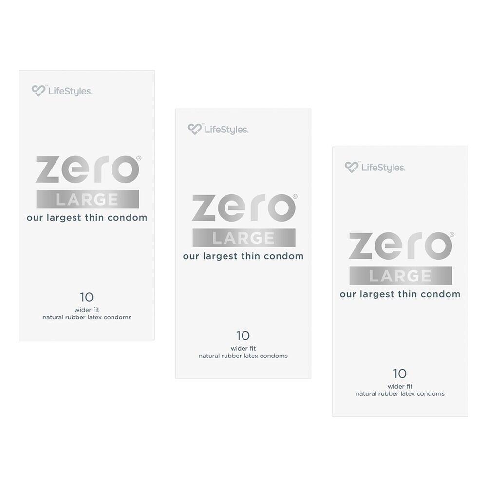 LifeStyles Zero Large Condoms 10 Pack Bundle of 3