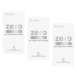 LifeStyles Zero Large Condoms 10 Pack Bundle of 3
