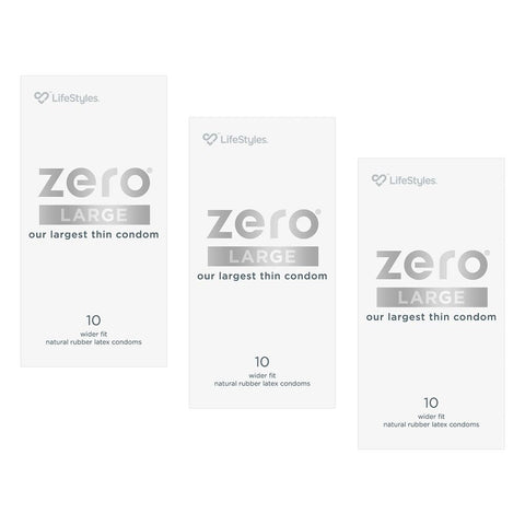 LifeStyles Zero Large Condoms 10 Pack Bundle of 3