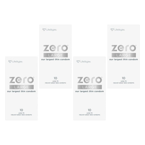 LifeStyles Zero Large Condoms 10 Pack Bundle of 4