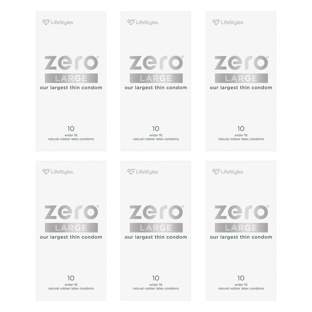 LifeStyles Zero Large Condoms 10 Pack Bundle of 6