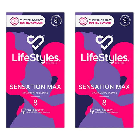 LifeStyles Sensation Max Condoms 8 Pack x 6 Bundle of 2