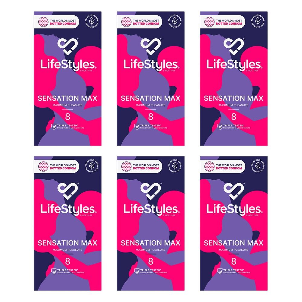 LifeStyles Sensation Max Condoms 8 Pack x 6 Bundle of 6