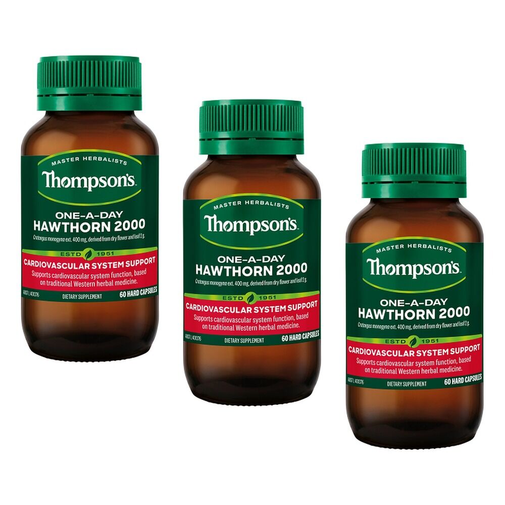 Thompson's One-A-Day Hawthorn 2000 60 Capsules Pack of 3