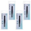 Basicare Slant Tip Matte Black Tweezers 4 Pack Stainless Steel 85mm