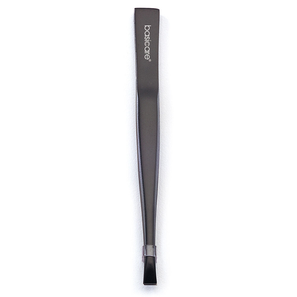 Basicare Flat Tip Matte Black Tweezers 6 Pack Stainless Steel 85mm