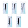Basicare Point Tip Matte Black Tweezers 5 Pack Stainless Steel 85mm