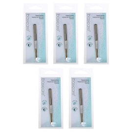 Basicare Slant Tip Half Gold Blade Tweezers 5 Pack Stainless Steel 85mm