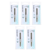 Basicare Flat Tip Tweezers Half Gold Blade Stainless Steel 8.5cm Bundle of 5