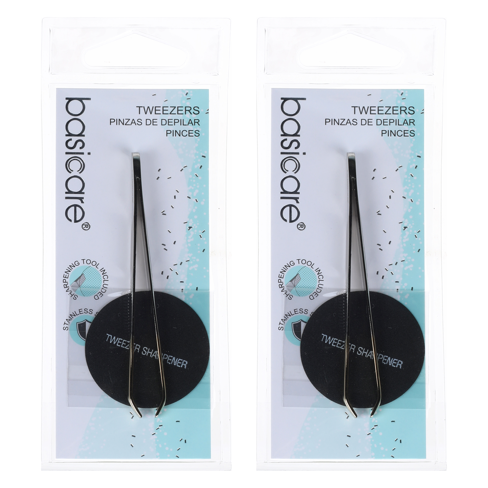 Basicare Arched Claw Tweezers Gold 85mm Precision Hair Removal 2 Pack