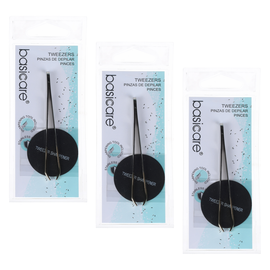 Basicare Arched Claw Tweezers Gold Blade 8.5cm Bundle of 3