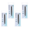 Basicare Satin Flat Tip Tweezers Stainless Steel 9cm Bundle of 4