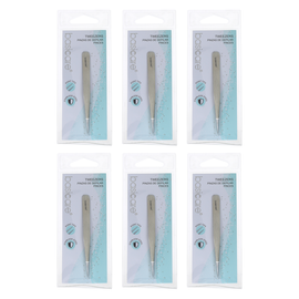 Basicare Stainless Steel Point Tip Tweezers Bundle of 6 Precision Hair Removal