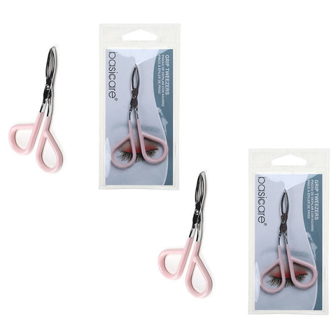 Basicare Grip Tweezers Scissor Handle Chrome Plated Precision Remover 2 Pack
