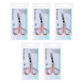 Basicare Grip Tweezers Scissor Handle Chrome Plated Precision Bundle of 5
