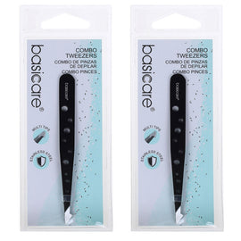 Basicare Eyebrow Tweezers Satin Multi Tip Stainless Steel Hair Remover 9.6cm x 2