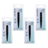 Basicare Eyebrow Tweezers Satin Multi Tip Stainless Steel 9.6cm Pack of 4