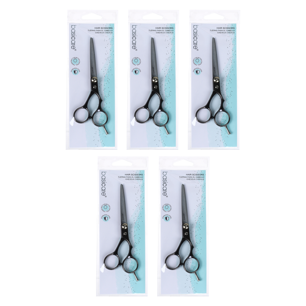 Basicare 6 Inch Hair Scissors Stainless Steel Professional Bundle of 5