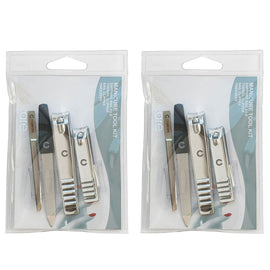 Basicare Stainless Steel Manicure Tool Kit with Clippers Tweezers and Nail File x 2