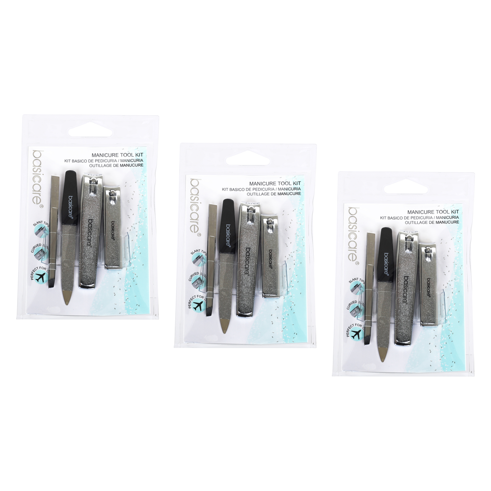Basicare Stainless Steel Manicure Tool Kit Bundle of 3