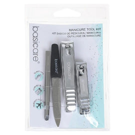 Basicare Stainless Steel Manicure Tool Kit with Clippers Tweezers and Nail File