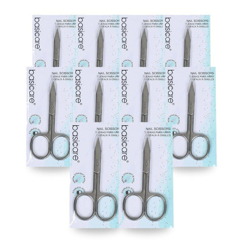 Basicare Stainless Steel Arrow Straight Blade Nail Scissors Precision Ground Pack of 10