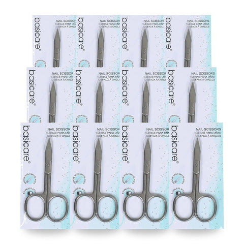 Basicare Stainless Steel Arrow Straight Blade Nail Scissors Precision Ground Pack of 12