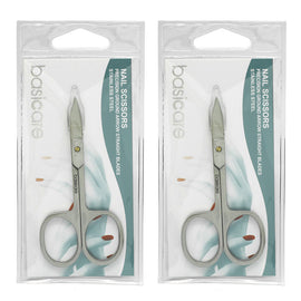 Basicare Stainless Steel Arrow Straight Blade Nail Scissors Precision Ground x2