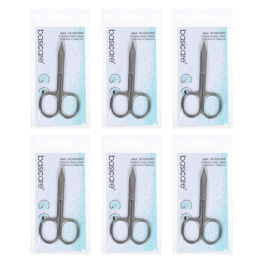 Basicare Stainless Steel Arrow Nail Scissors Precision Ground Bundle of 6