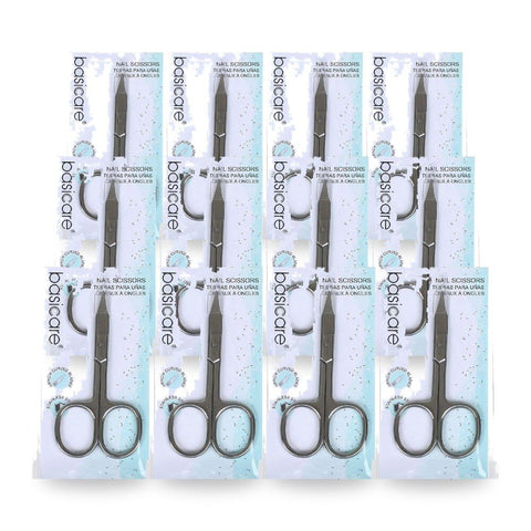 Basicare Stainless Steel Arrow Curved Blade Nail Scissors Precision Ground Pack of 12
