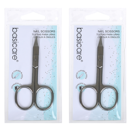 Basicare Stainless Steel Curved Nail Scissors Precision Ground Pack of 2