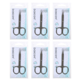 Basicare Stainless Steel Curved Blade Nail Scissors Bundle of 6 Precision