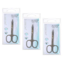 Basicare Stainless Steel Nail Scissors Bundle of 3 3.5 Inch Precision Trimmer