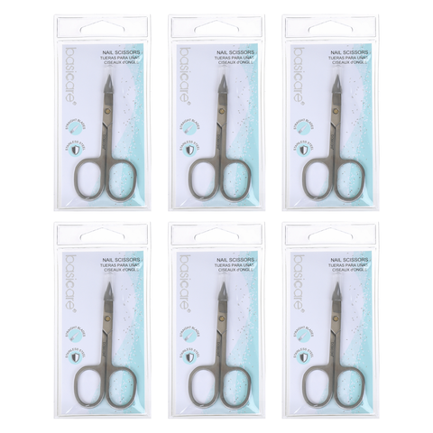 Basicare Stainless Steel Nail Scissors 3.5 Inch 6 Pack
