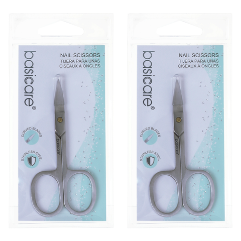 Basicare Stainless Steel Curved Nail Scissors Precision Grooming 3.5 Inch x 2
