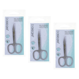 Basicare Stainless Steel Curved Nail Scissors 3 Pack 3.5 Inch