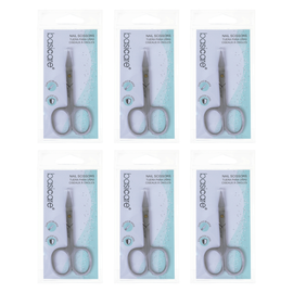 Basicare Stainless Steel Curved Nail Scissors 3.5 Inch Bundle of 6