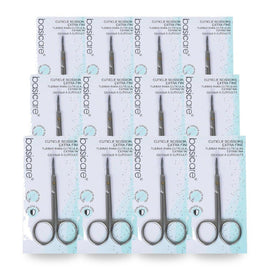 Basicare Extra Fine Cuticle and Hangnail Curved Blade Nail Scissors Precision Pack of 12